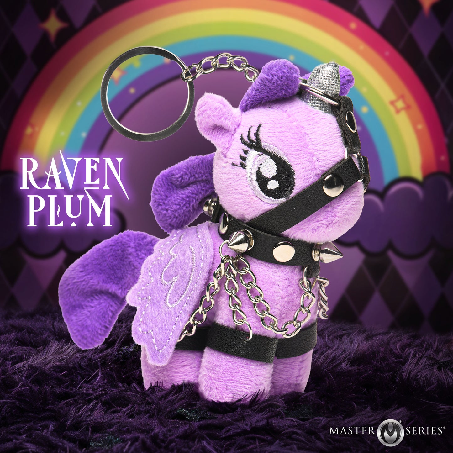 Raven Plum Bondage Pony Keychain - Purple