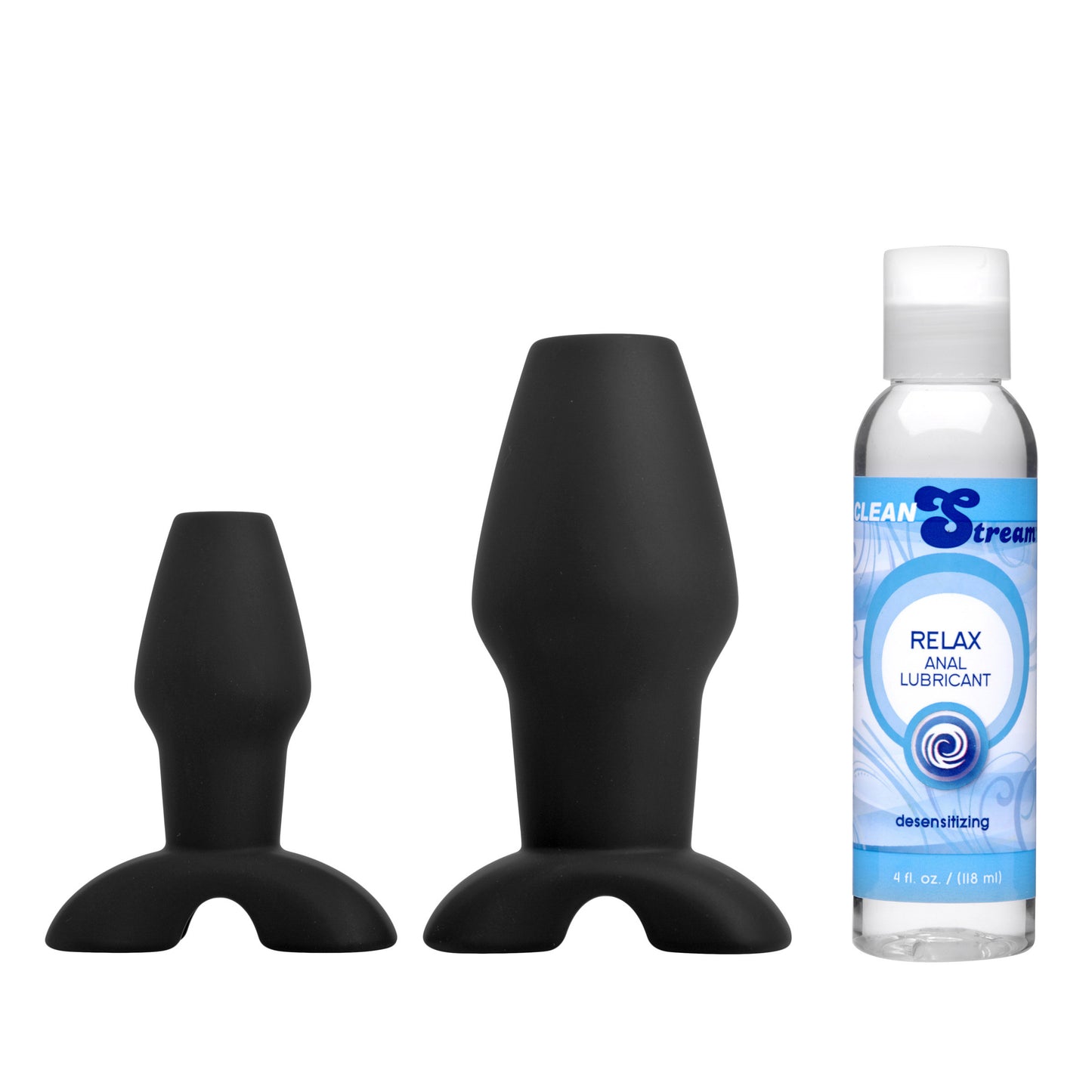 Hollow Anal Plug Trainer Set with Desensitizing Lube