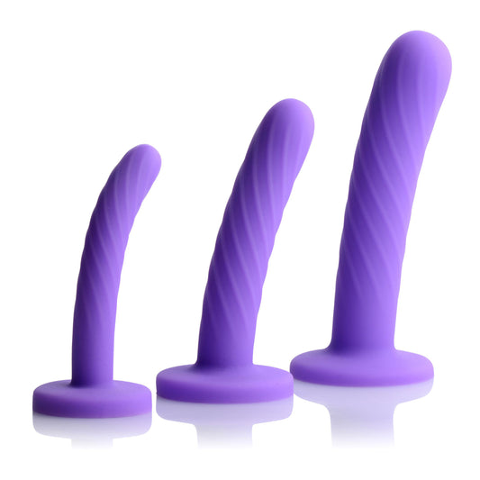 Trinity Strap-On Silicone 3 Piece Dildo Set - Black