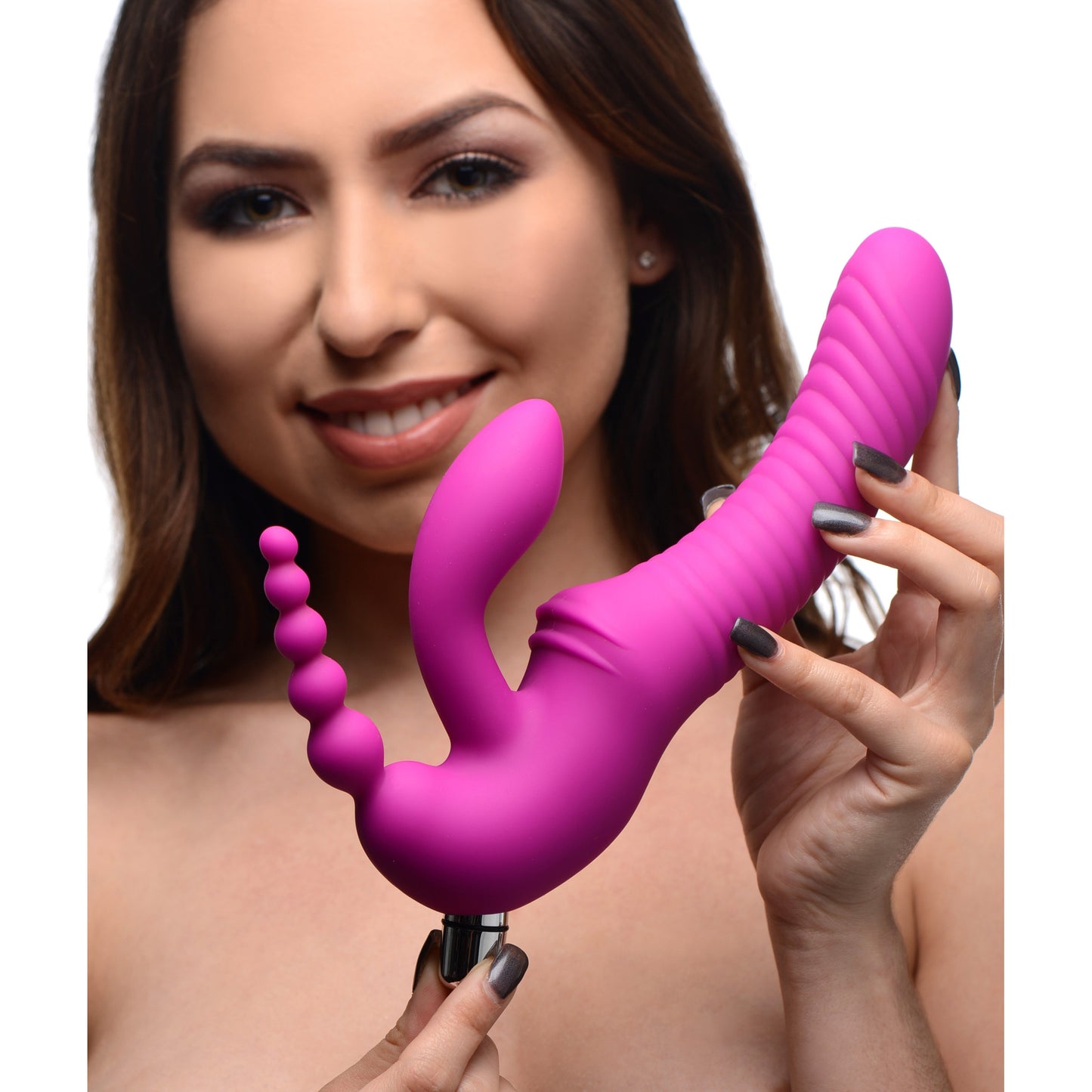 Regal Rider Vibrating Silicone Strapless Strap On Triple G Dildo