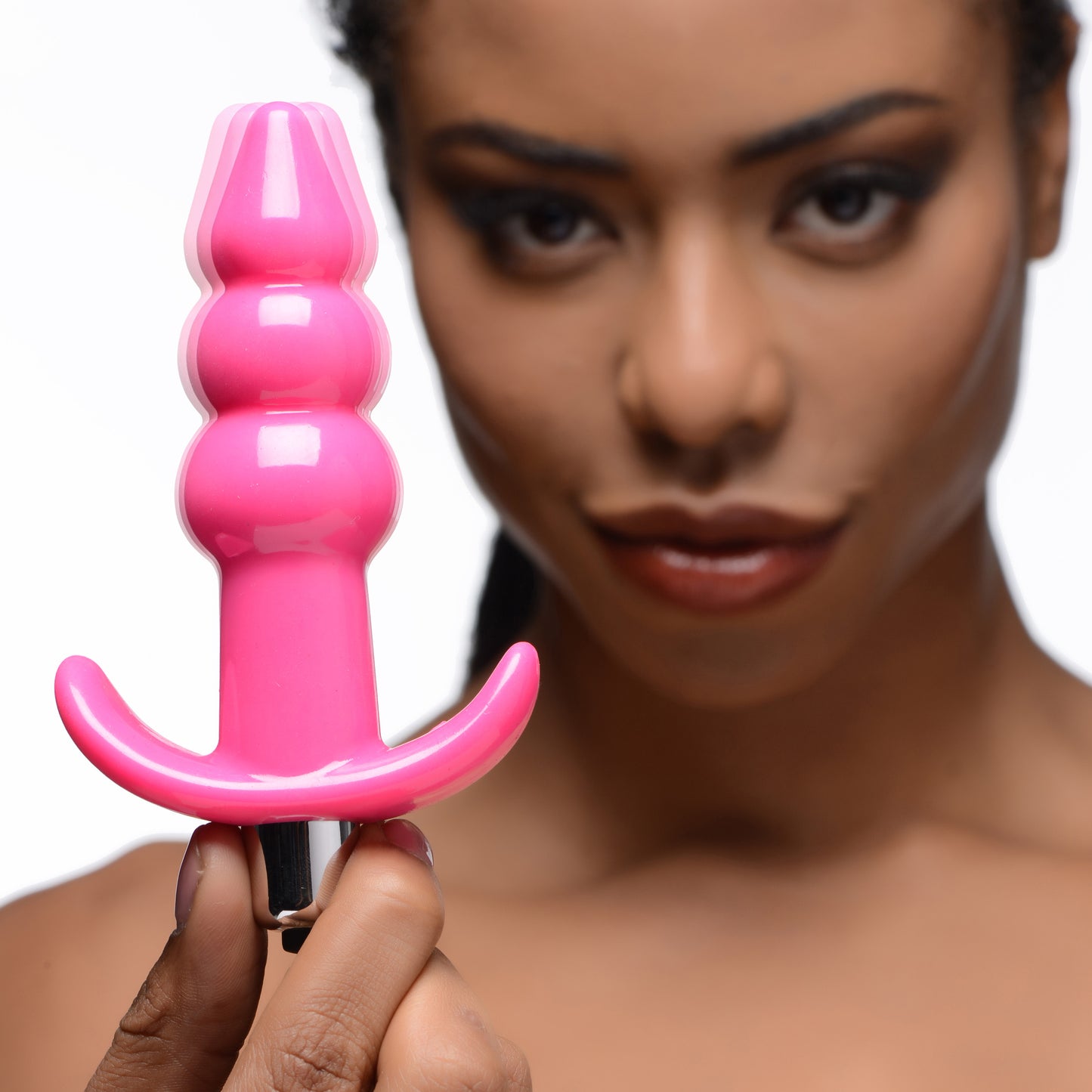 Ribbed Vibrating Butt Plug - Black