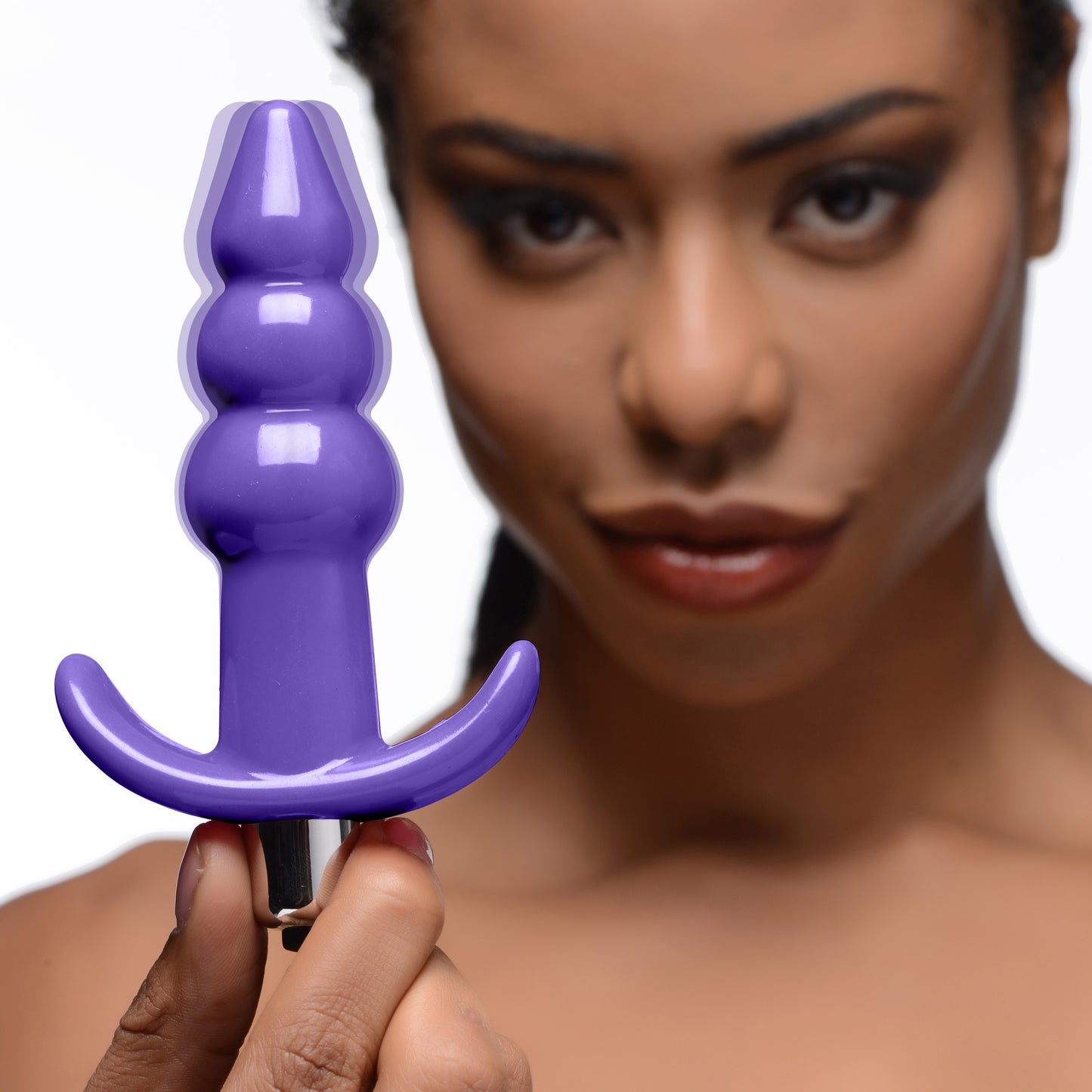 Ribbed Vibrating Butt Plug - Black