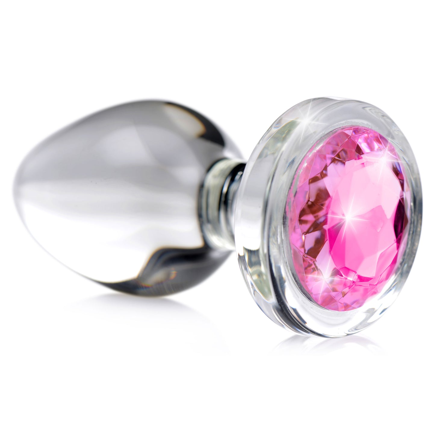 Pink Gem Glass Anal Plug - Medium