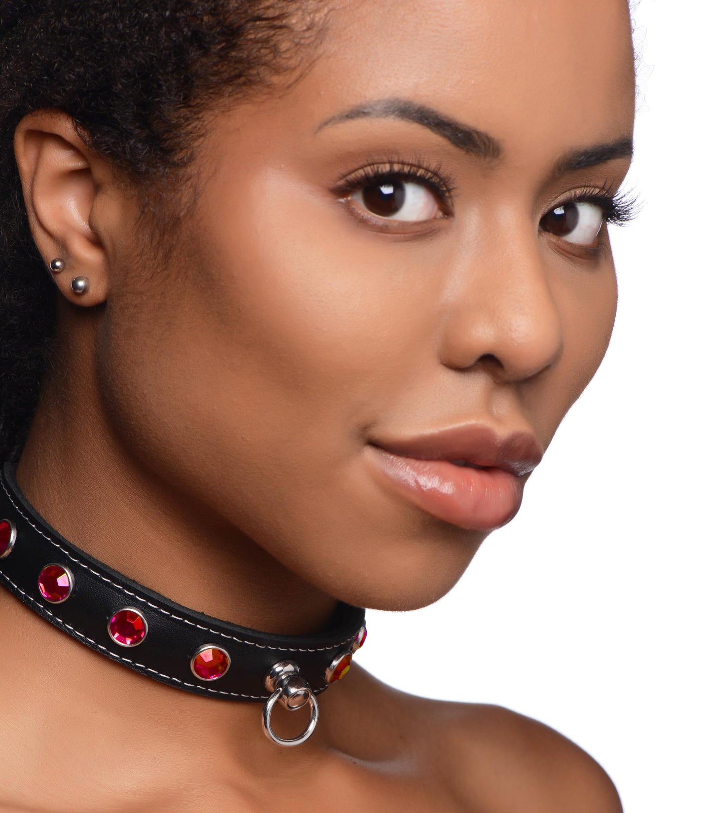 Bling Vixen Leather Choker with Rhinestones - Clear