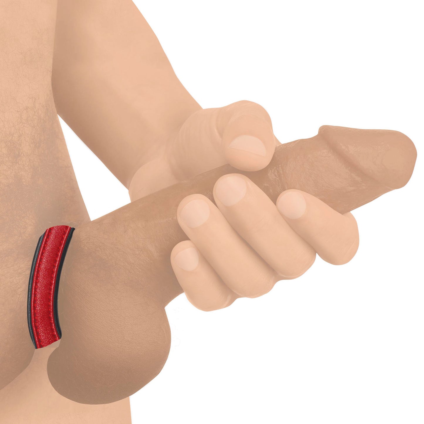 Velcro Leather Cock Ring - Red