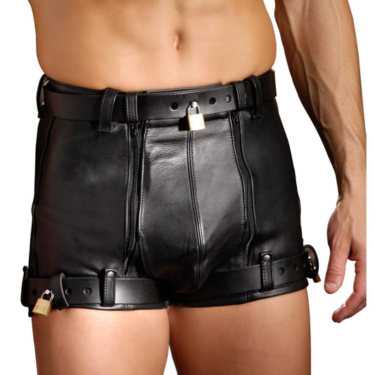 Strict Leather Chastity Shorts- 38 inch waist