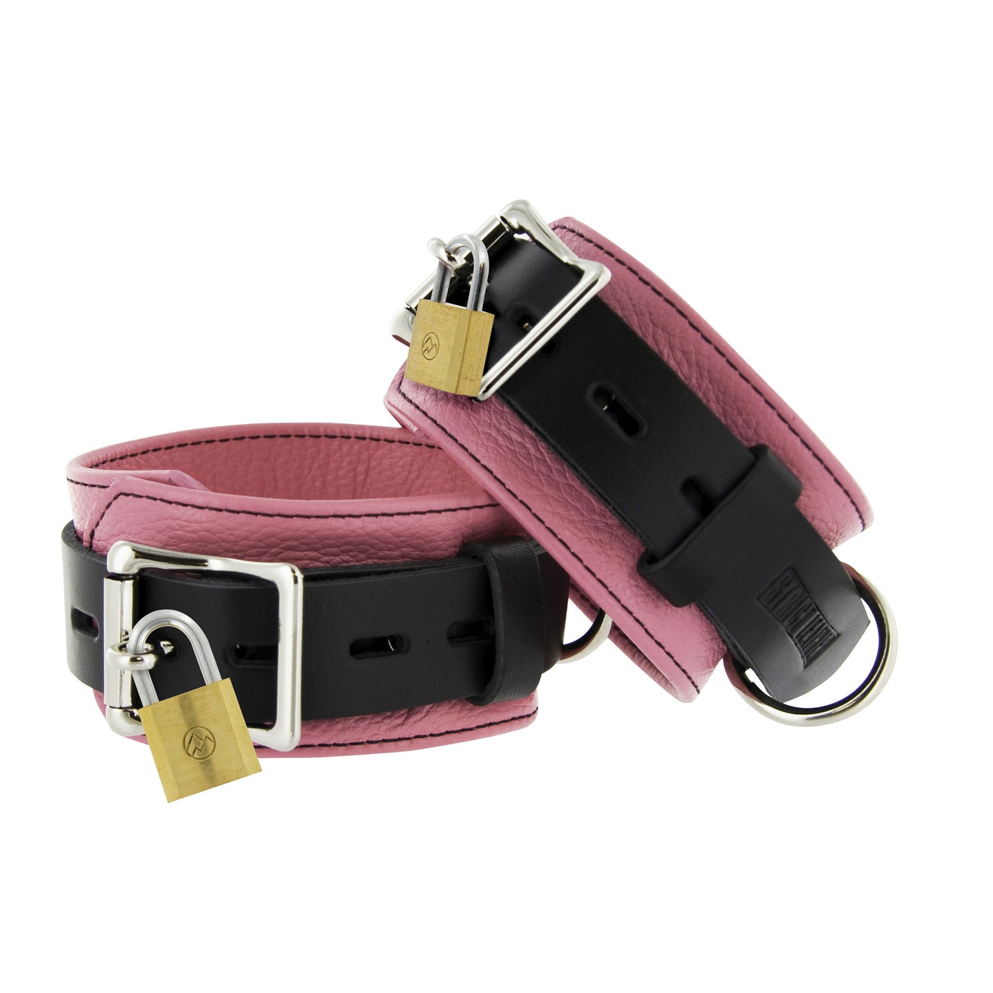 Strict Leather Pink and Black Deluxe Locking Wrist Cuffs